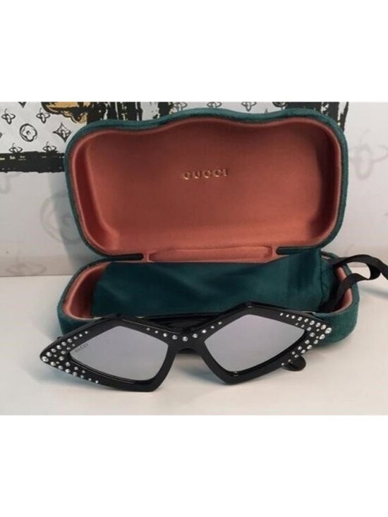 New Authentic Gucci Black Rhinestone Sunglasses. GG0496s 004 main image 7